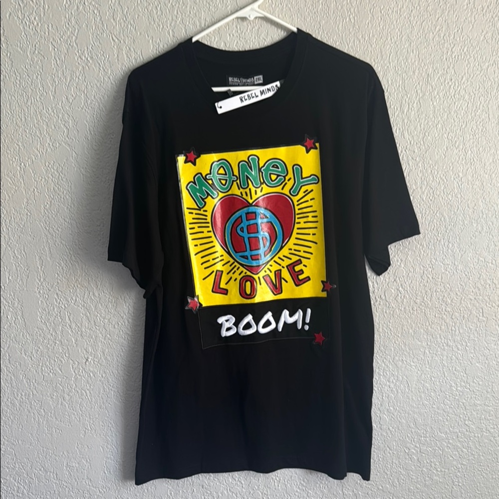 Black Graphic T-Shirt with Colorful Design